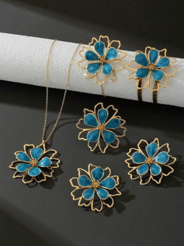 Parure Fleurs ornées 6 pcs – Image 2