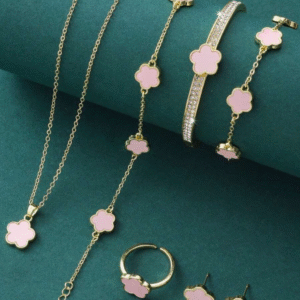 Parure trèfle rose