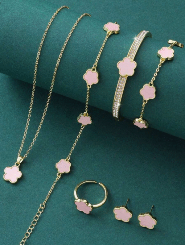 Parure trèfle rose